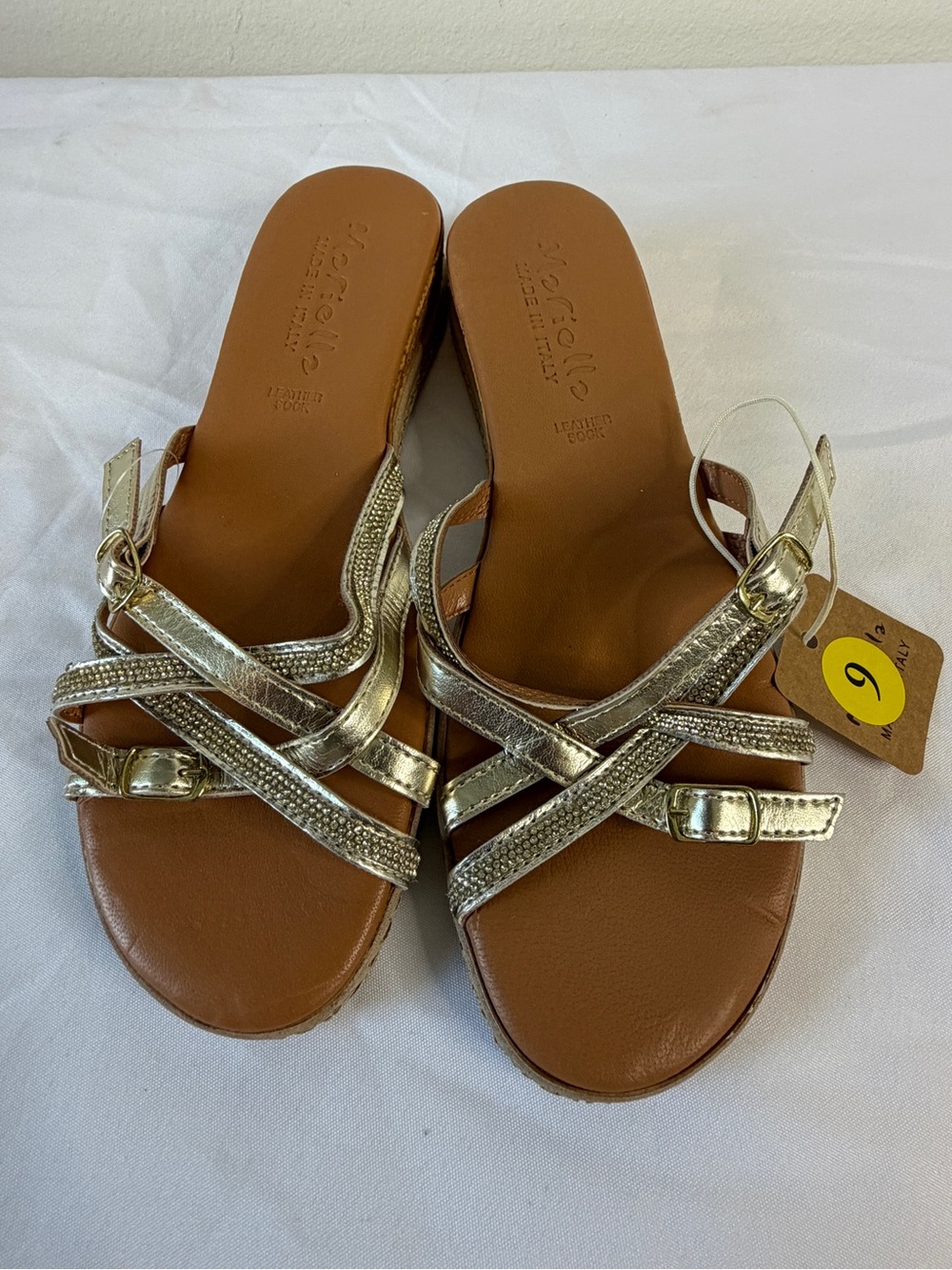 Metallic Gold Crisscross Slingback Sandals for Women